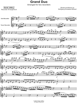 Grand Duo - Alto & Tenor Recorder by Sarah Jeffery - Sheet Music