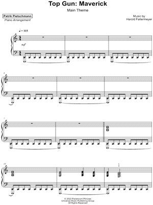 The Man, The Legend / Touchdown (from Top Gun: Maverick) sheet music for  piano solo