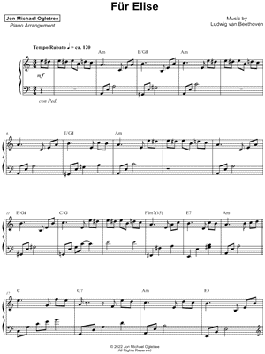 Eminem Mockingbird Sheet Music in E Minor (transposable