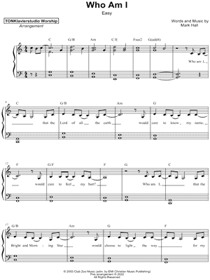 Who Am I [easy] by TONKlavierstudio Worship - Sheet Music