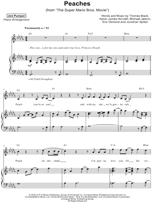 Peaches (from The Super Mario Bros. Movie) sheet music for trumpet solo