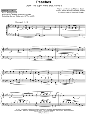 PEACHES (Eb) (THE SUPER MARIO BROS. MOVIE) Sheet music for Piano, Saxophone  alto (Solo)