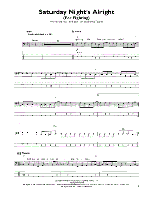 Warren Zevon Werewolves of London Bass Tab in C Major - Download & Print  - SKU: MN0053556