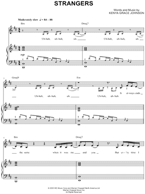 Kenya Grace Strangers Sheet Music in B Minor - Download & Print - SKU:  MN0282839