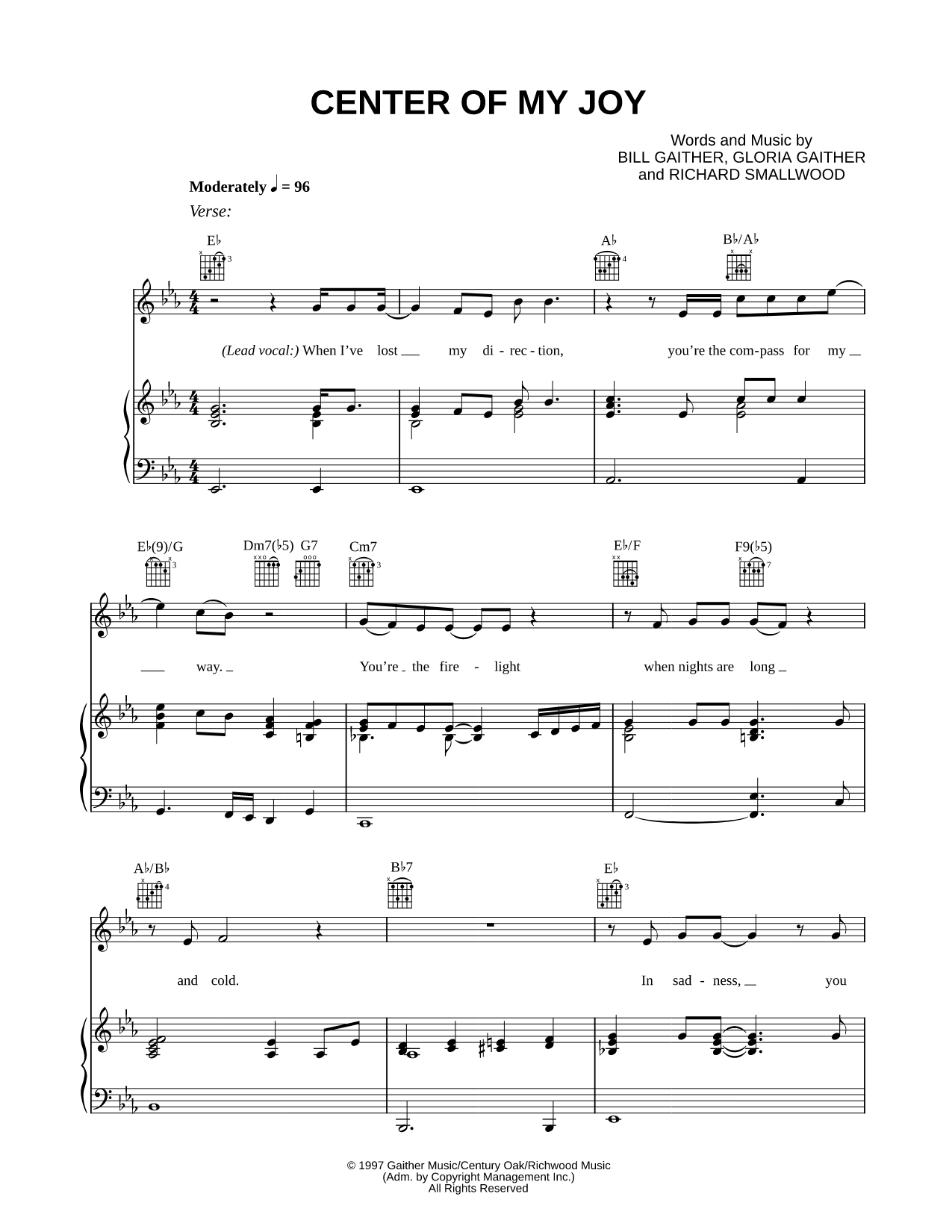 Center of My Joy - Richard Smallwood Intermediate Sheet Music