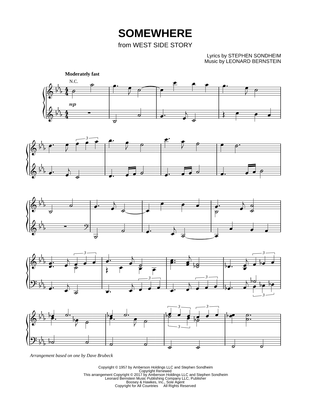 ヴォーカル＆フルビッグバンド譜「Somewhere」(絶版) The Dave Brubeck Quartet 