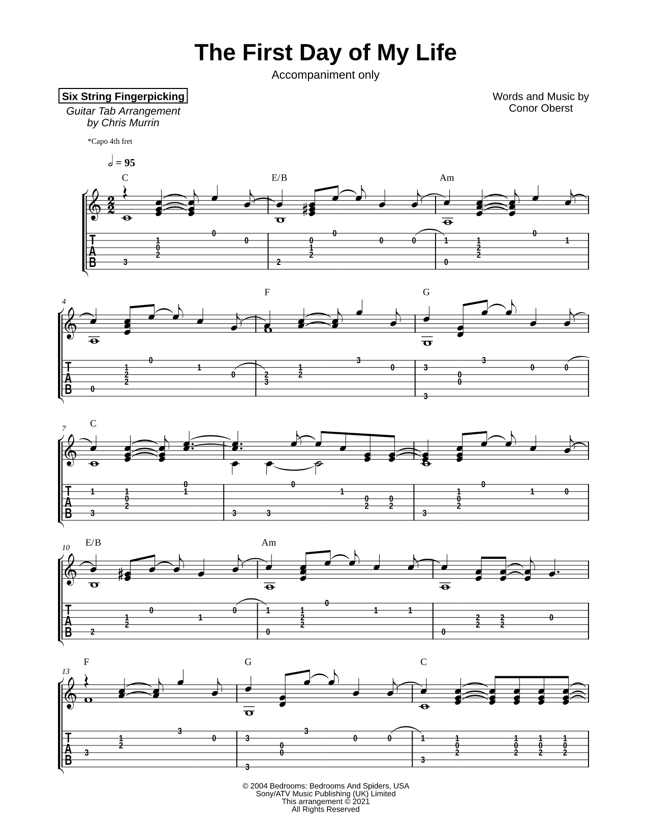 The First Day of My Life Guitar Sheet Music by Six String