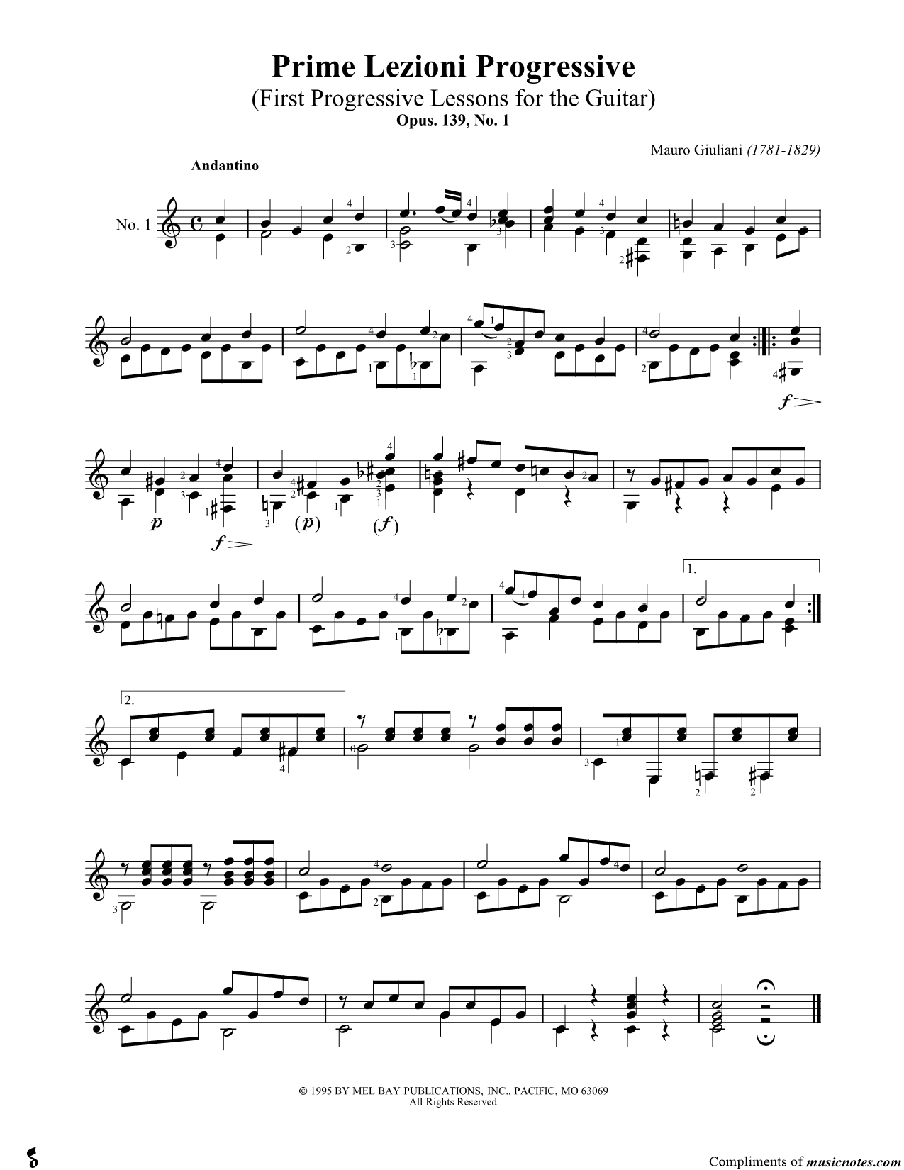 Collection: Primi Lezioni Progressive, Opus 139