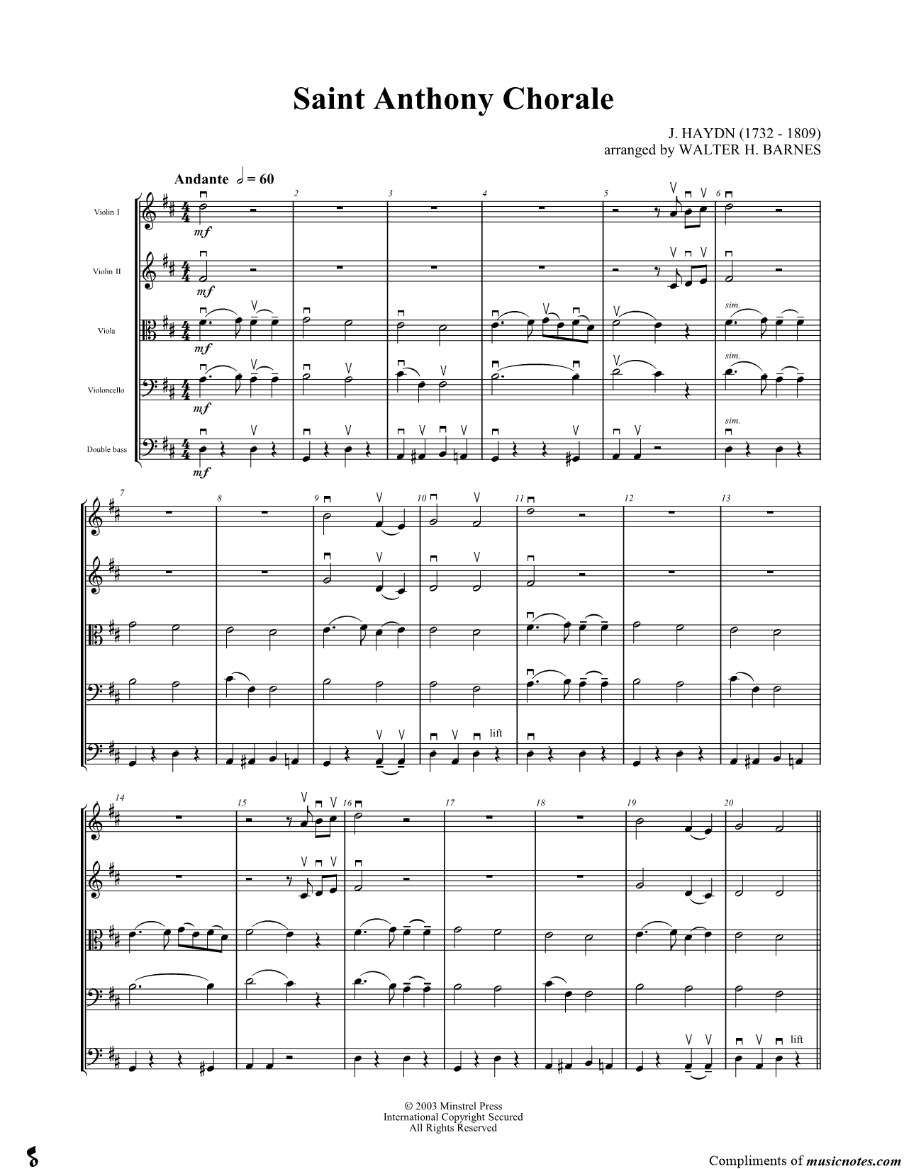 Collection: Saint Anthony Chorale - Score & Parts