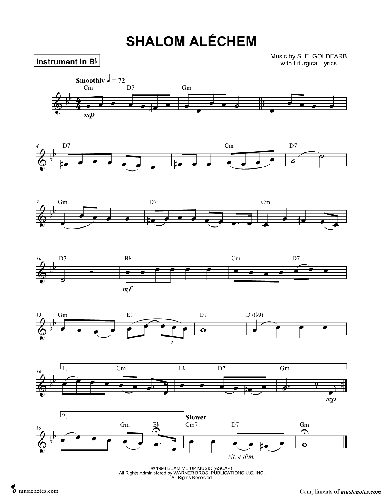Collection: Shalom Aléchem - Bb Instrument & Piano