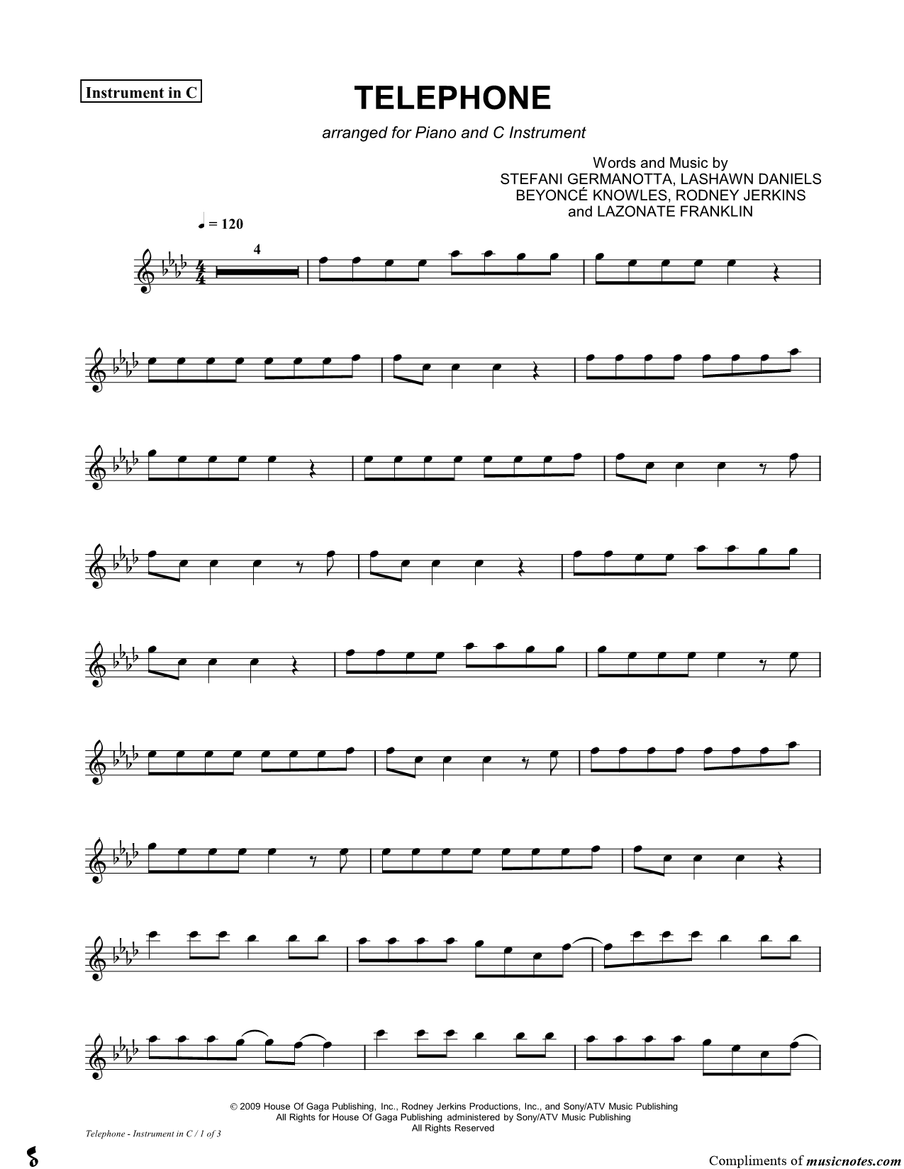 Collection: Telephone - C Instrument & Piano