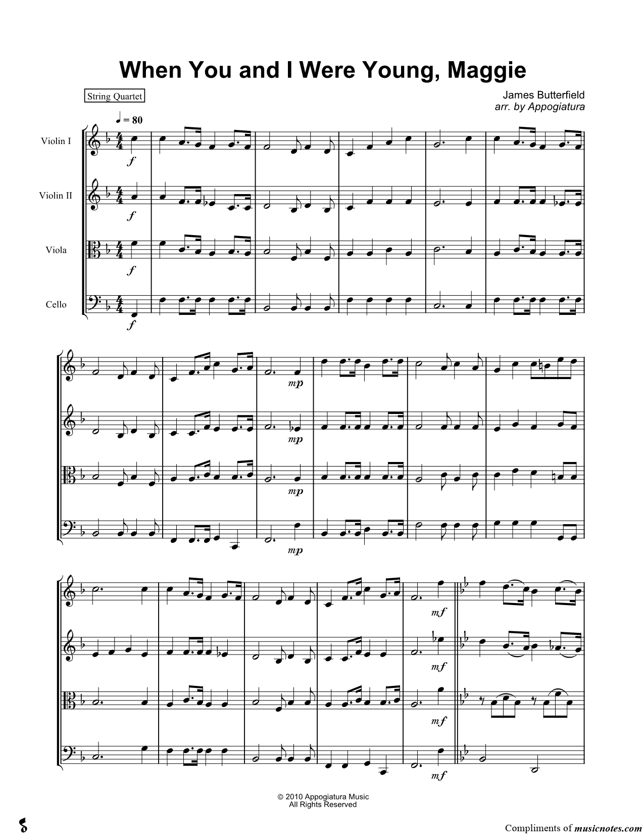 Collection: When You and I Were Young, Maggie - String Quartet