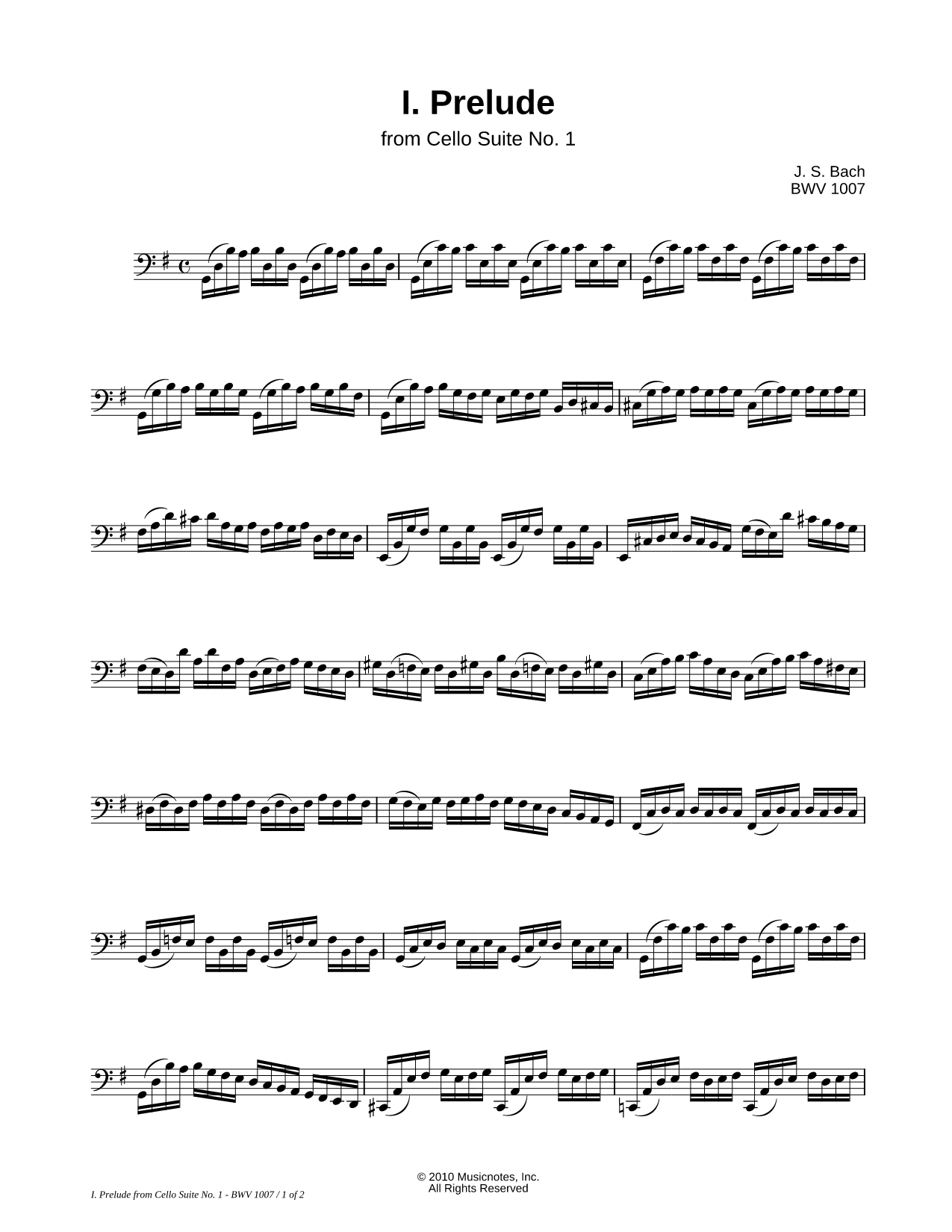 Collection: Cello Suite No. 1, BWV 1007