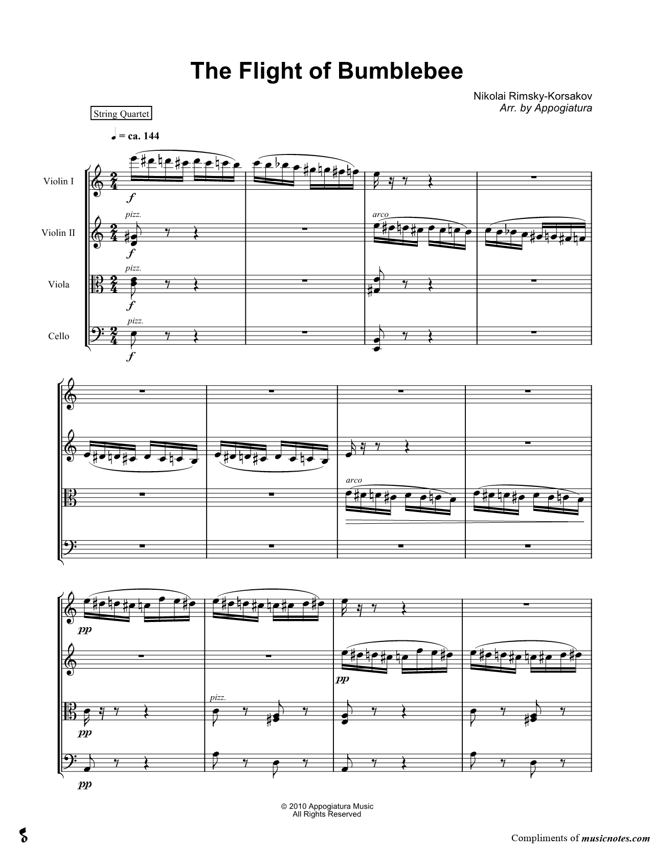 Collection: The Flight of Bumblebee - String Quartet