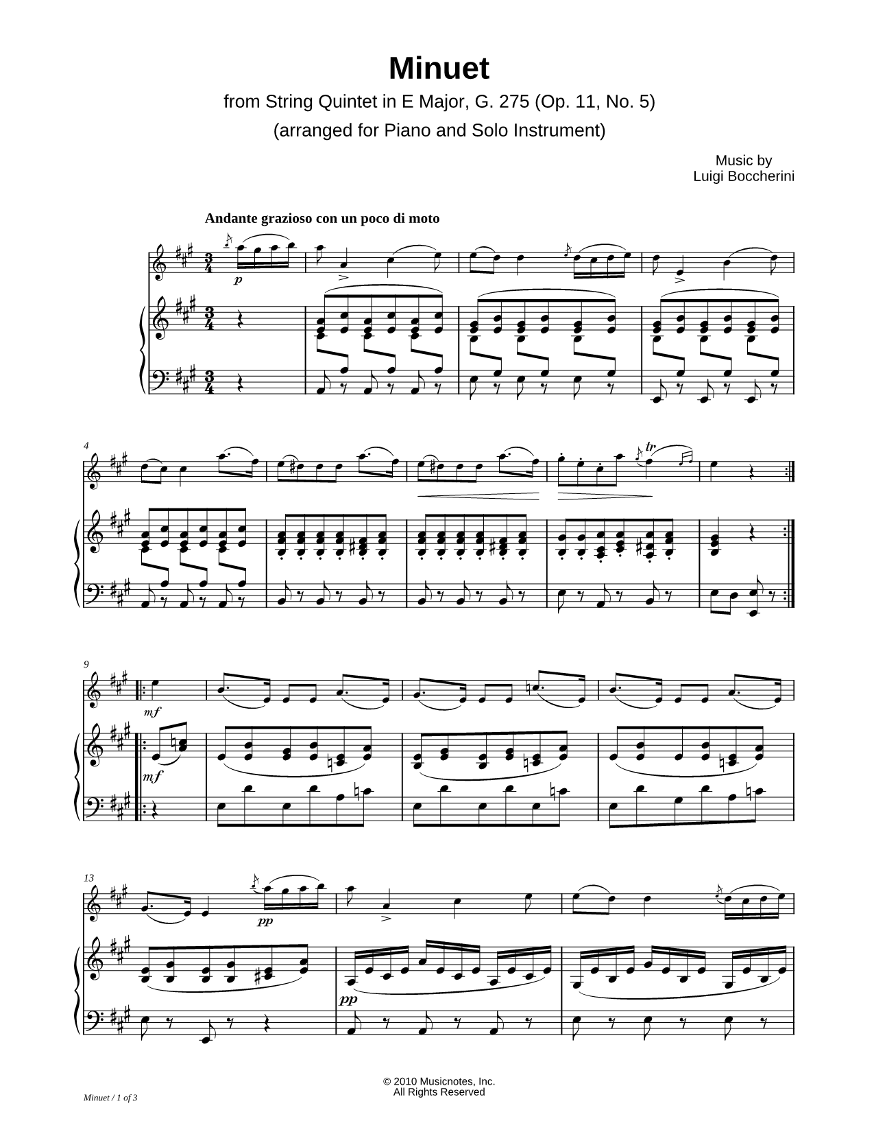 Collection: Minuet - Bass Clef Instrument & Piano