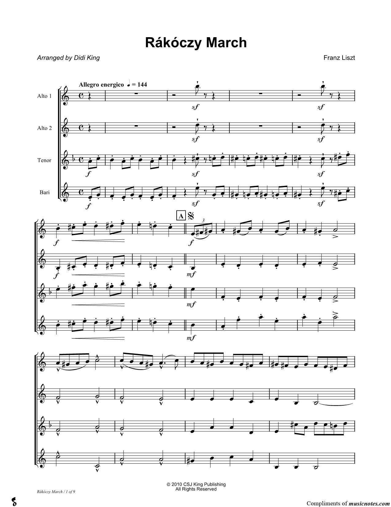 Collection: Rakoczy March - Saxophone Quartet