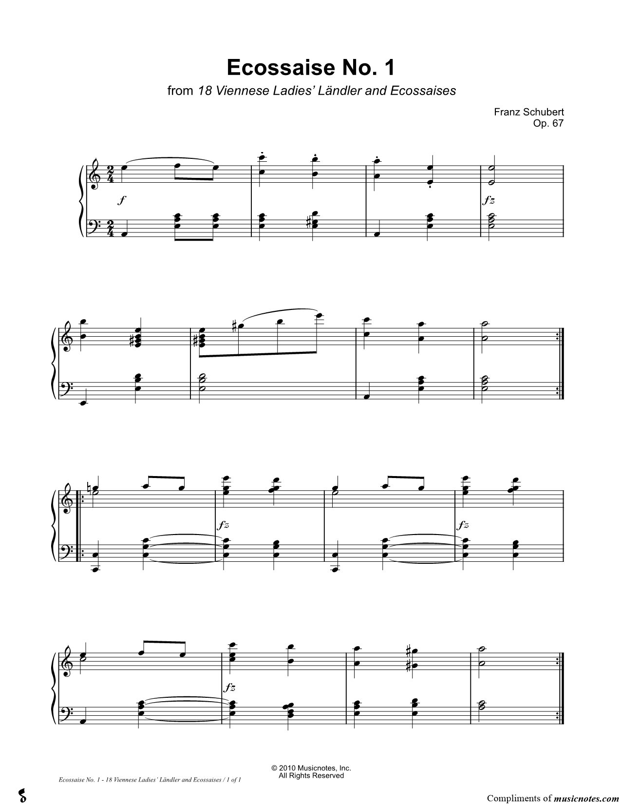 Collection: 18 Viennese Ladies' Ländler and Ecossaises, Opus 67