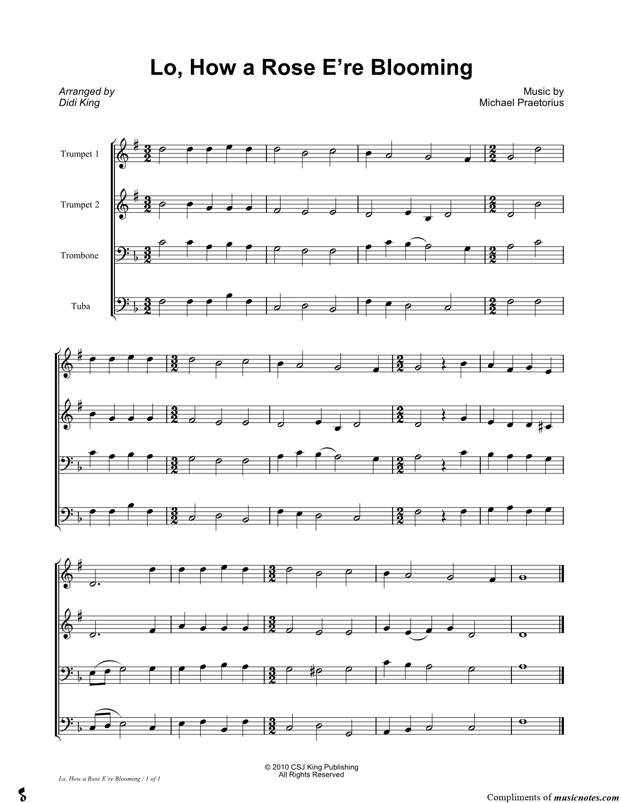 Collection: Lo, How a Rose E'er Blooming - Brass Quartet