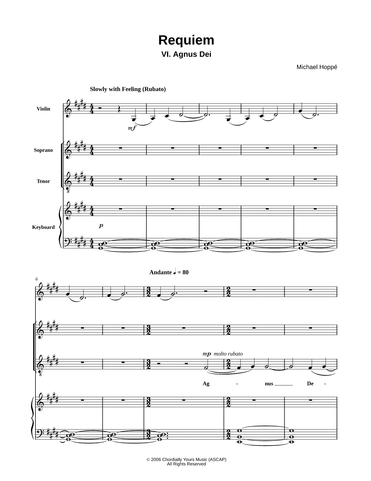 Collection: Requiem, VI. Agnus Dei - Soprano, Tenor, Violin, and Piano