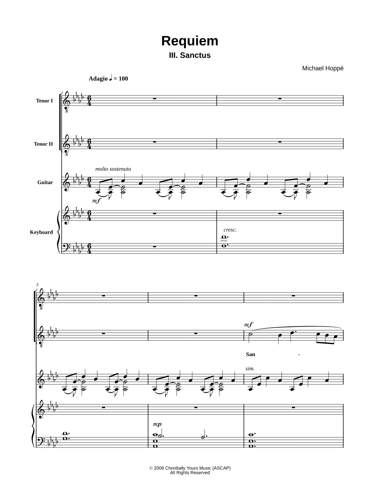 Collection: Requiem, III. Sanctus - Tenor 1, Tenore 2, Guitar and Piano