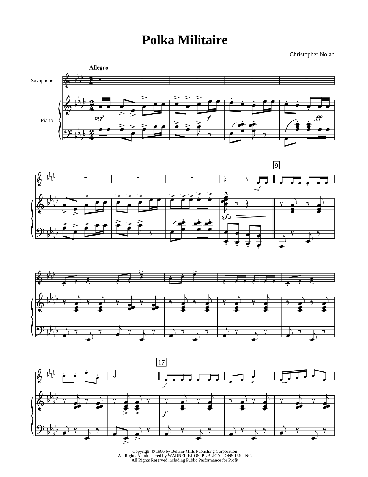 Collection: Polka Militaire - Alto Sax & Piano