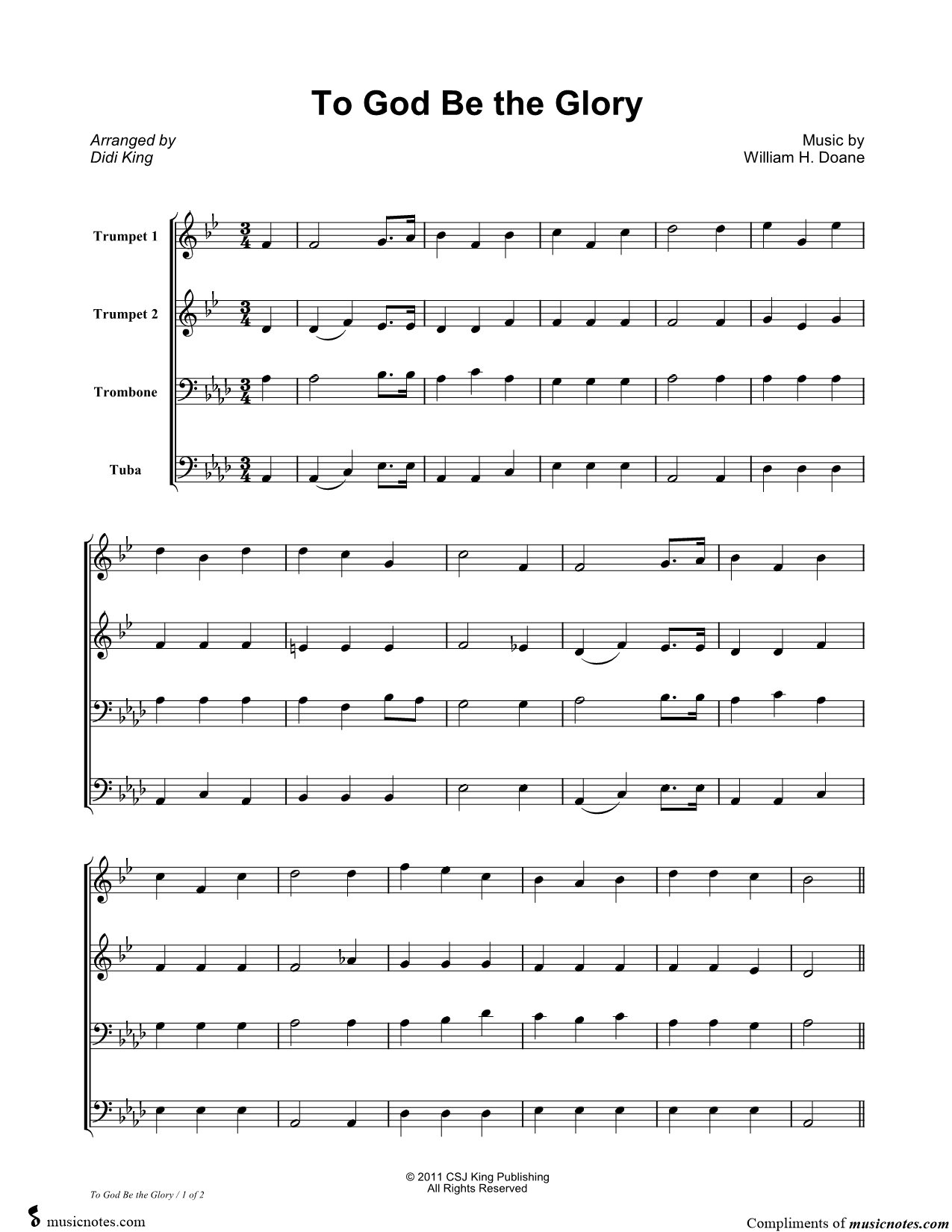 Collection: To God Be the Glory - Brass Quartet