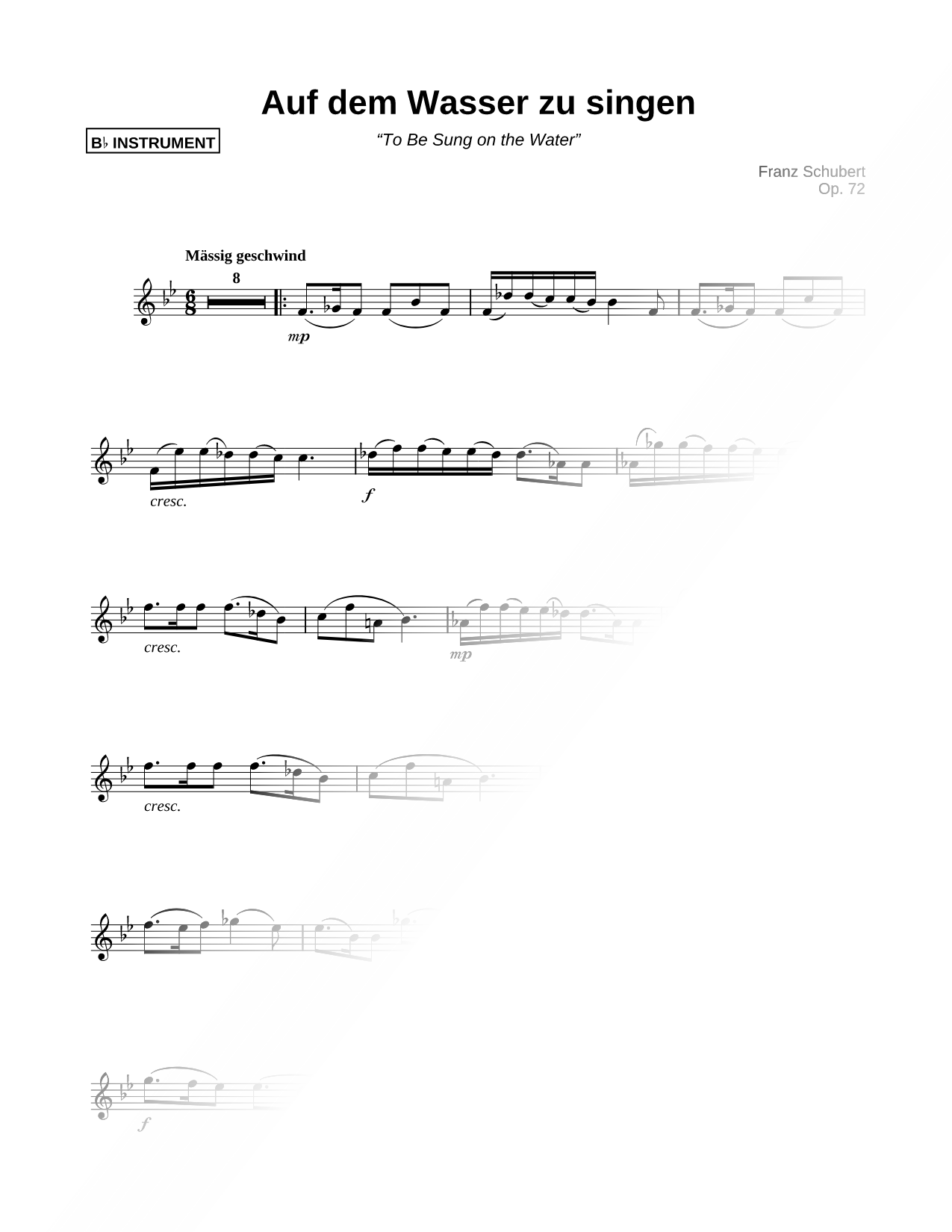 Collection: Auf dem Wasser zu singen - Bb Instrument & Piano