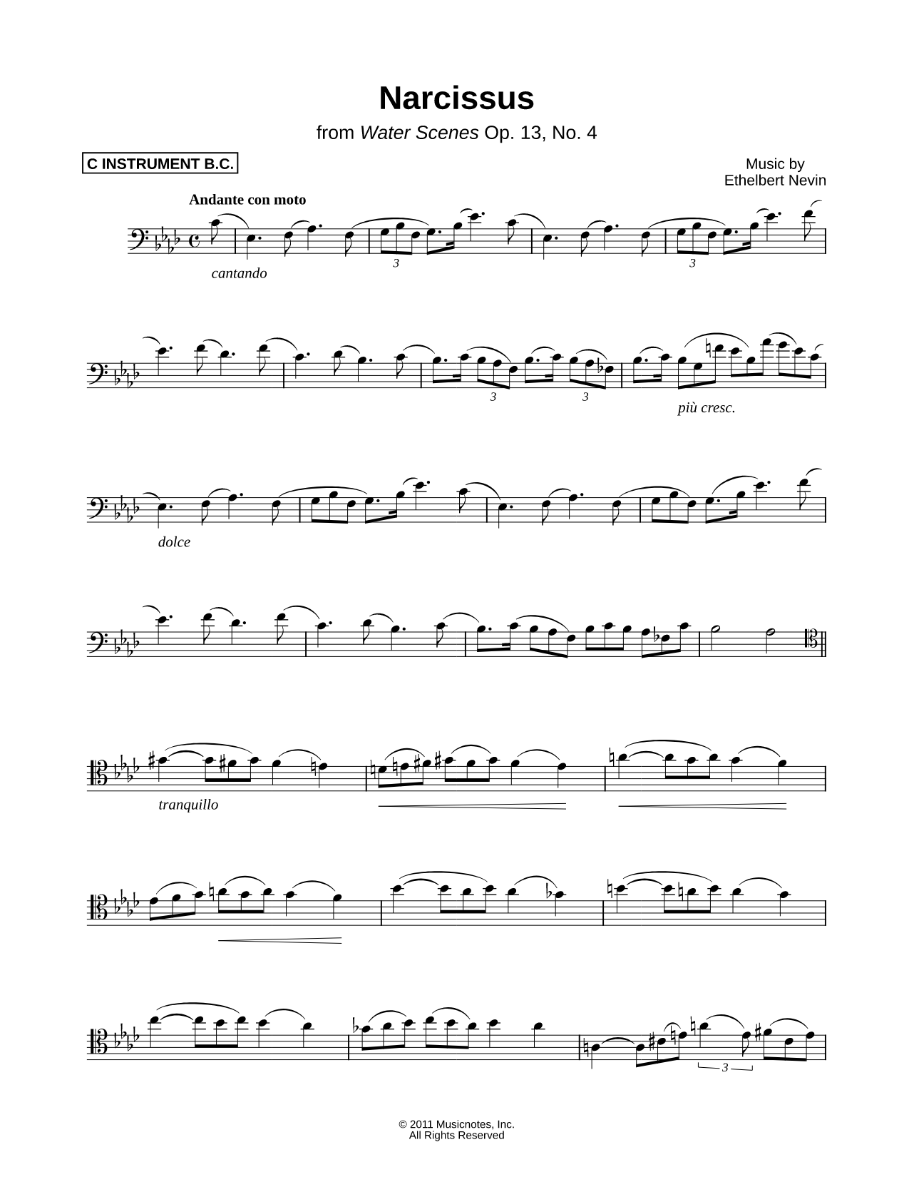 Collection: Narcissus - Bass Clef Instrument & Piano