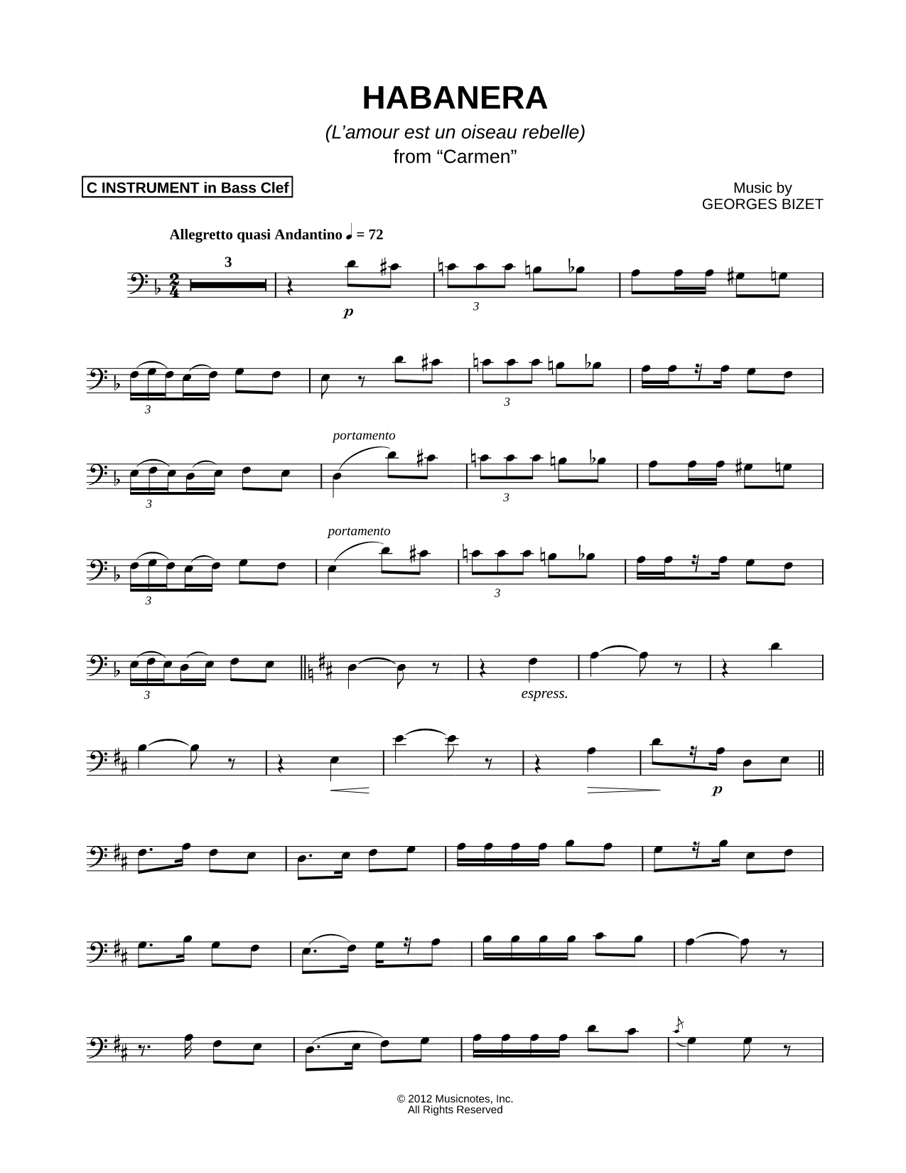 Collection: Habanera - Bass Clef Instrument & Piano
