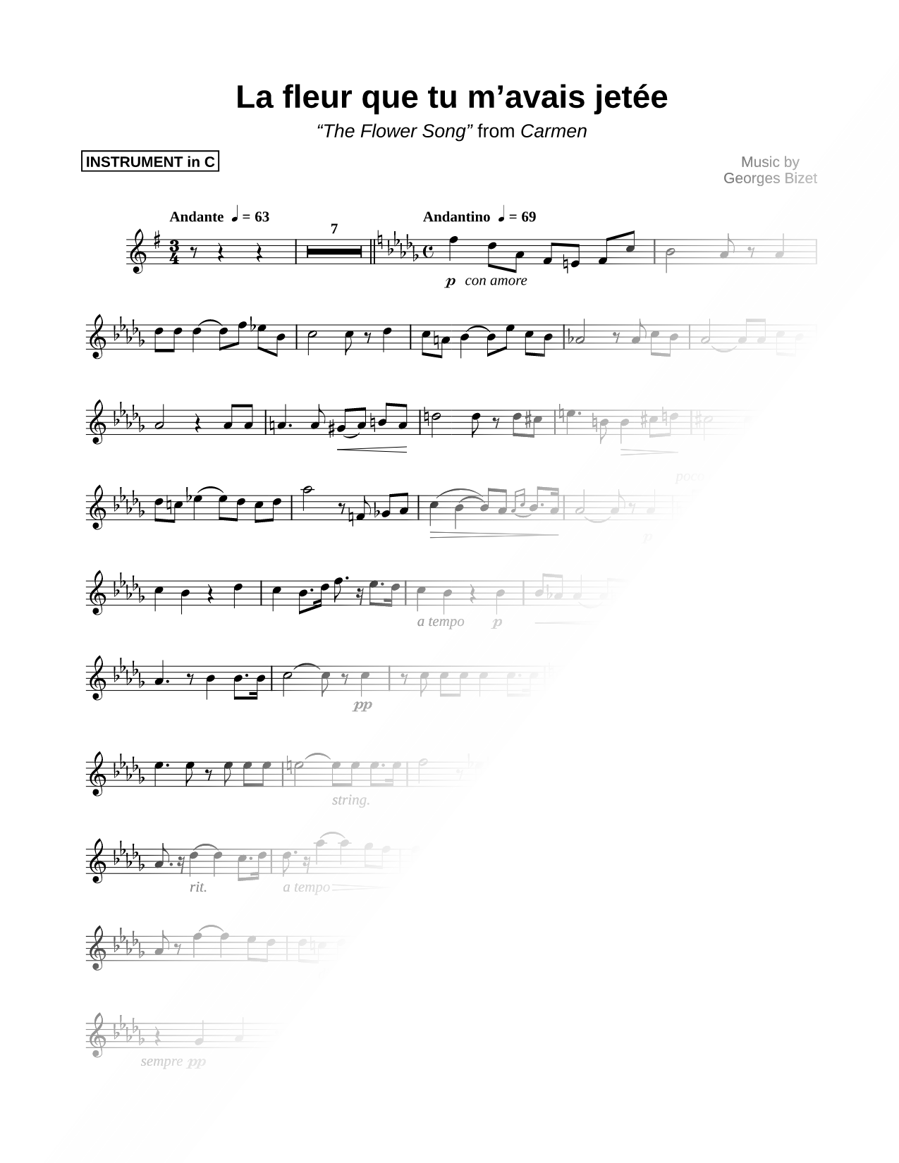 Collection: The Flower Song - C Instrument & Piano