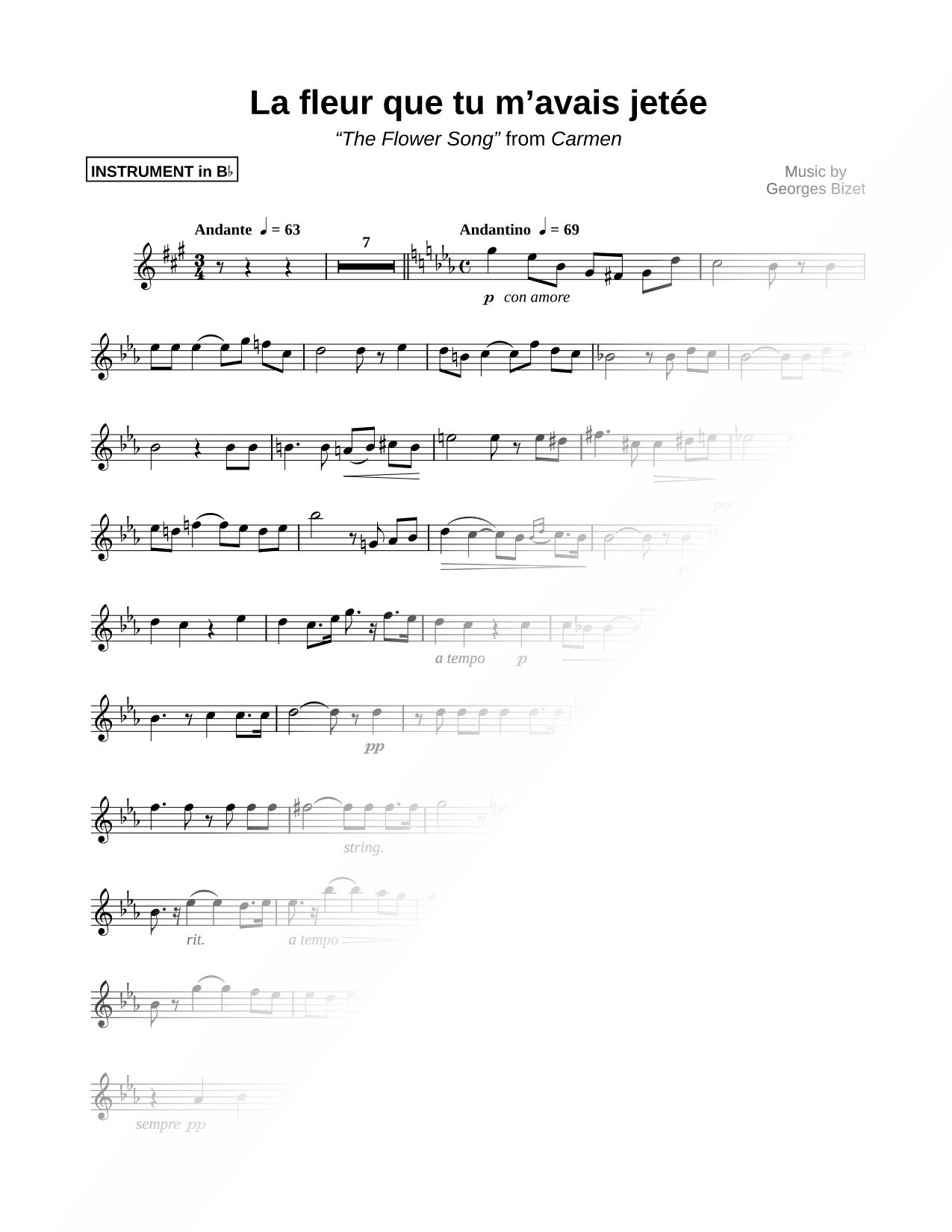 Collection: The Flower Song - Bb Instrument & Piano