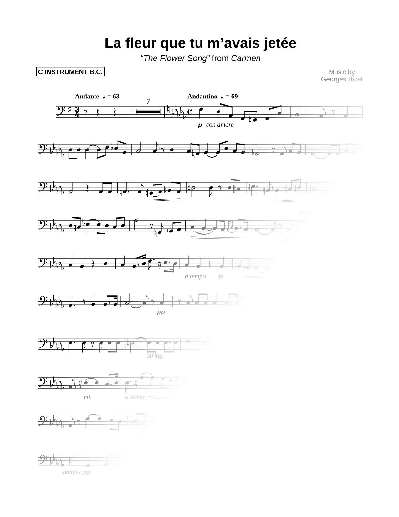 Collection: The Flower Song - Bass Clef Instrument & Piano