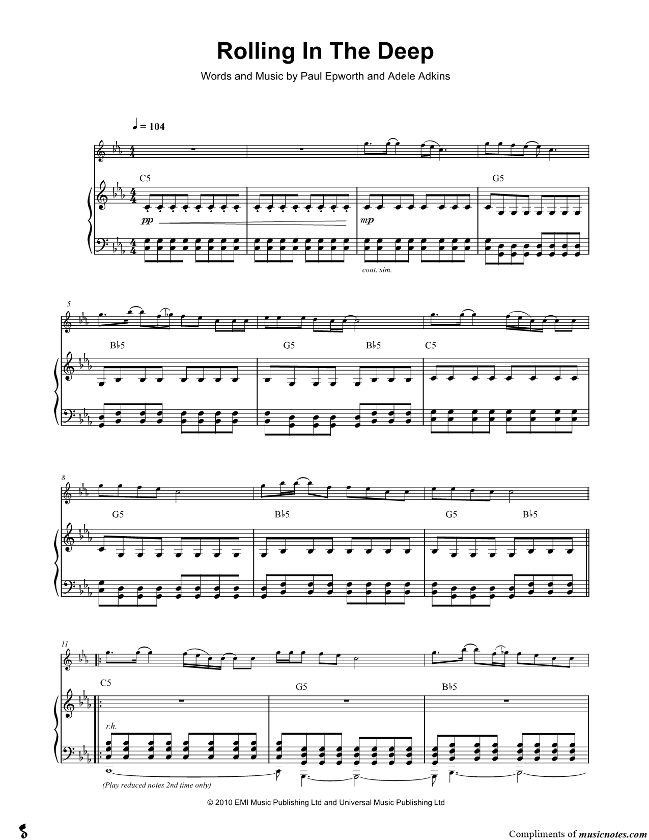 Collection: Rolling in the Deep - C Instrument & Piano
