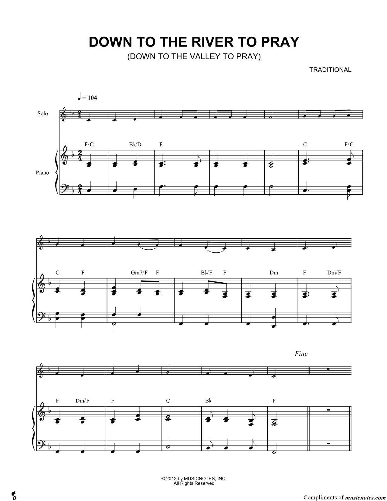 Collection: Down to the River to Pray - Eb Instrument & Piano