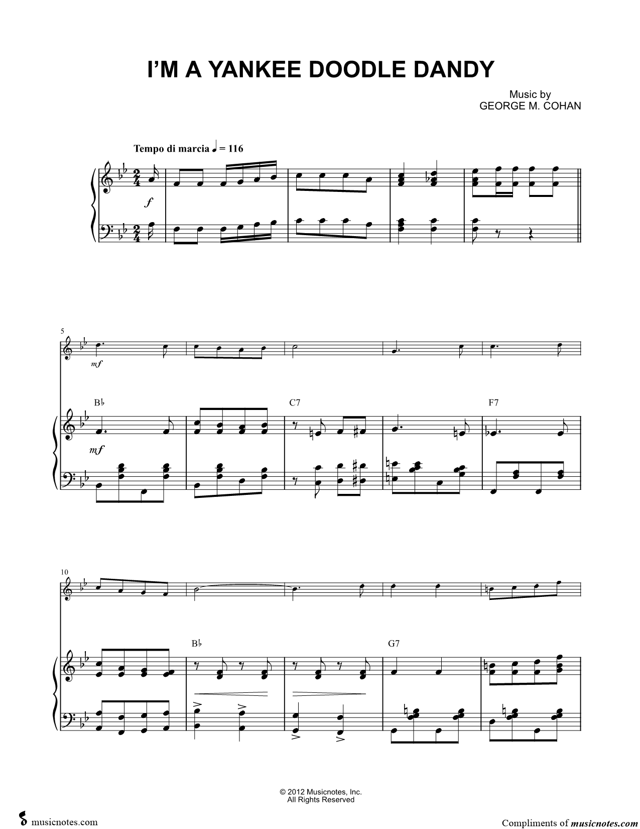 Collection: I'm a Yankee Doodle Dandy - F Instrument & Piano