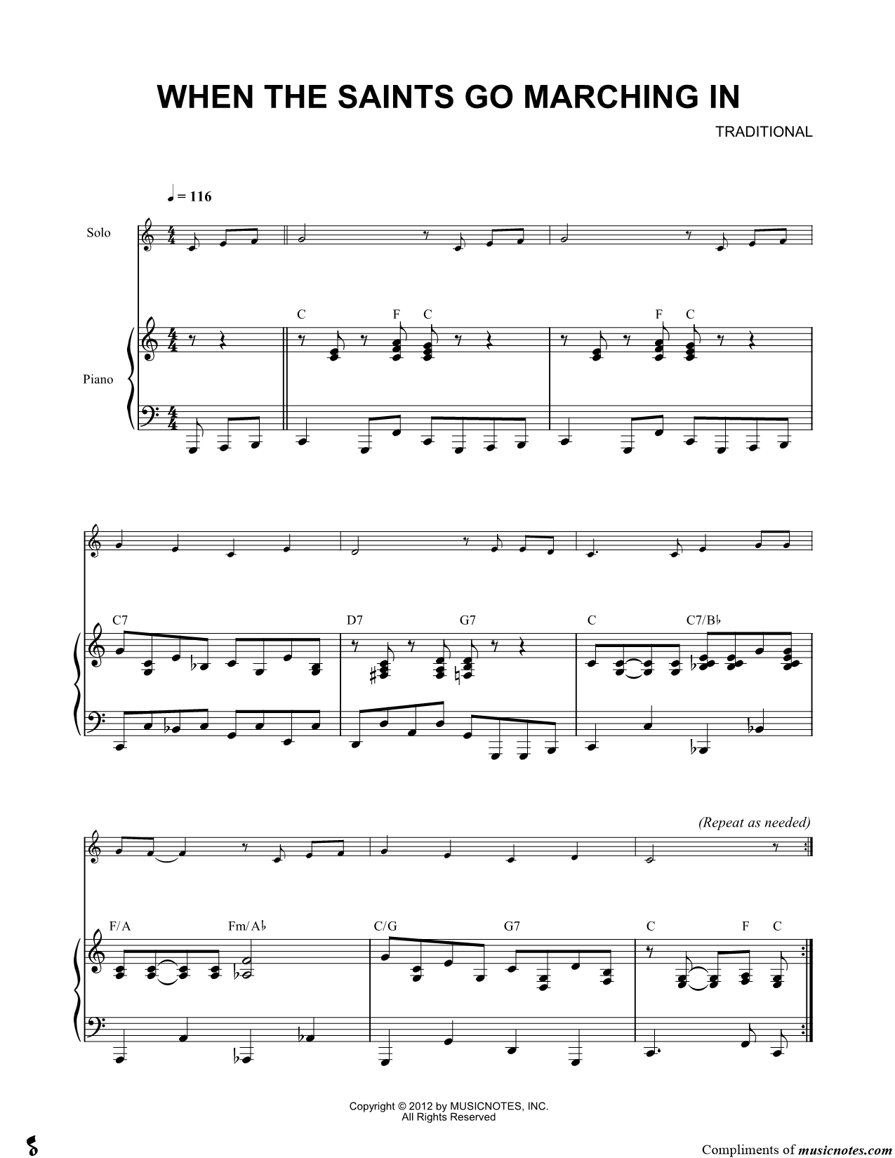 Collection: When the Saints Go Marching In - Bb Instrument & Piano