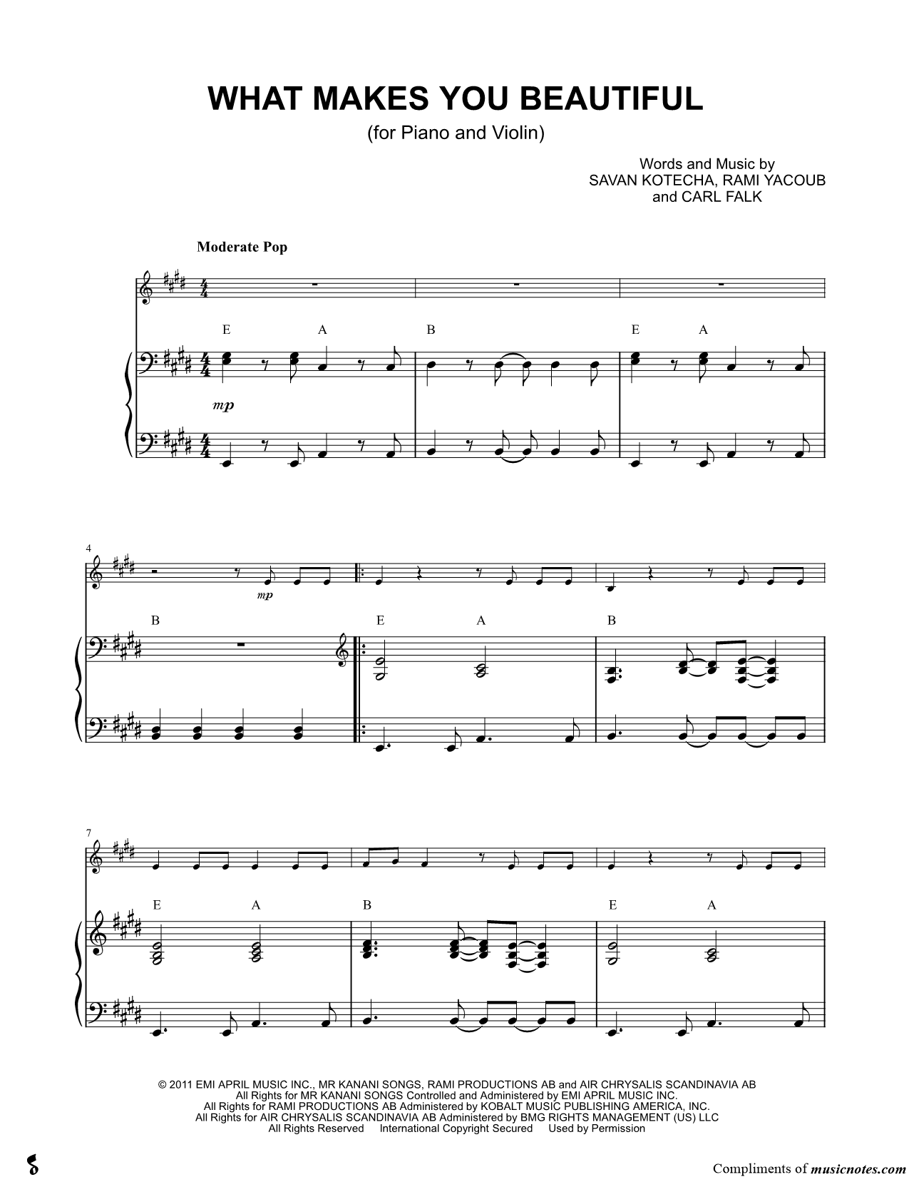 Collection: What Makes You Beautiful - Violin & Piano