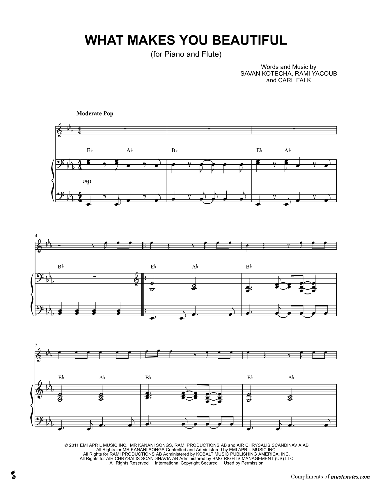 Collection: What Makes You Beautiful - Flute & Piano