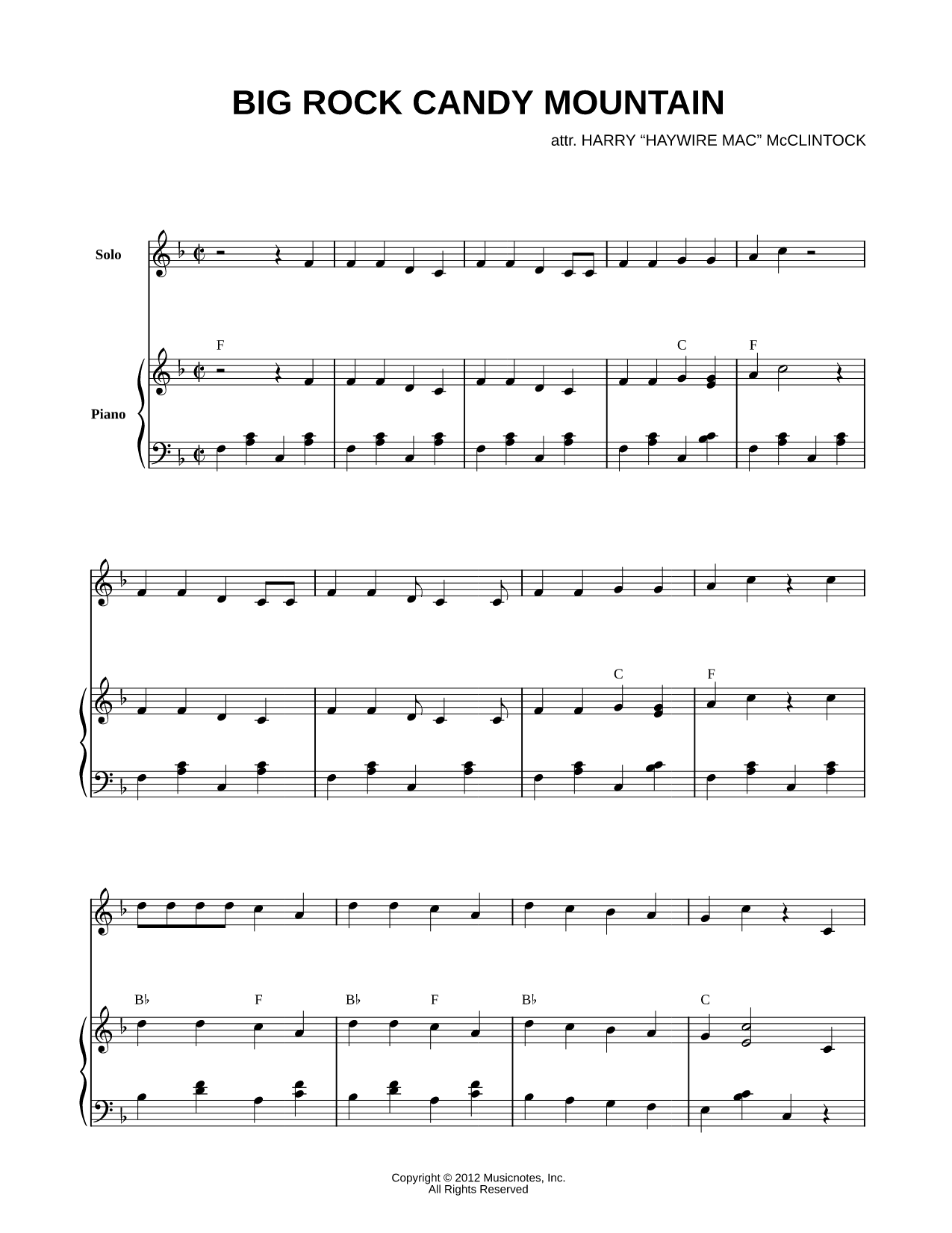 Collection: Big Rock Candy Mountain - Eb Instrument & Piano