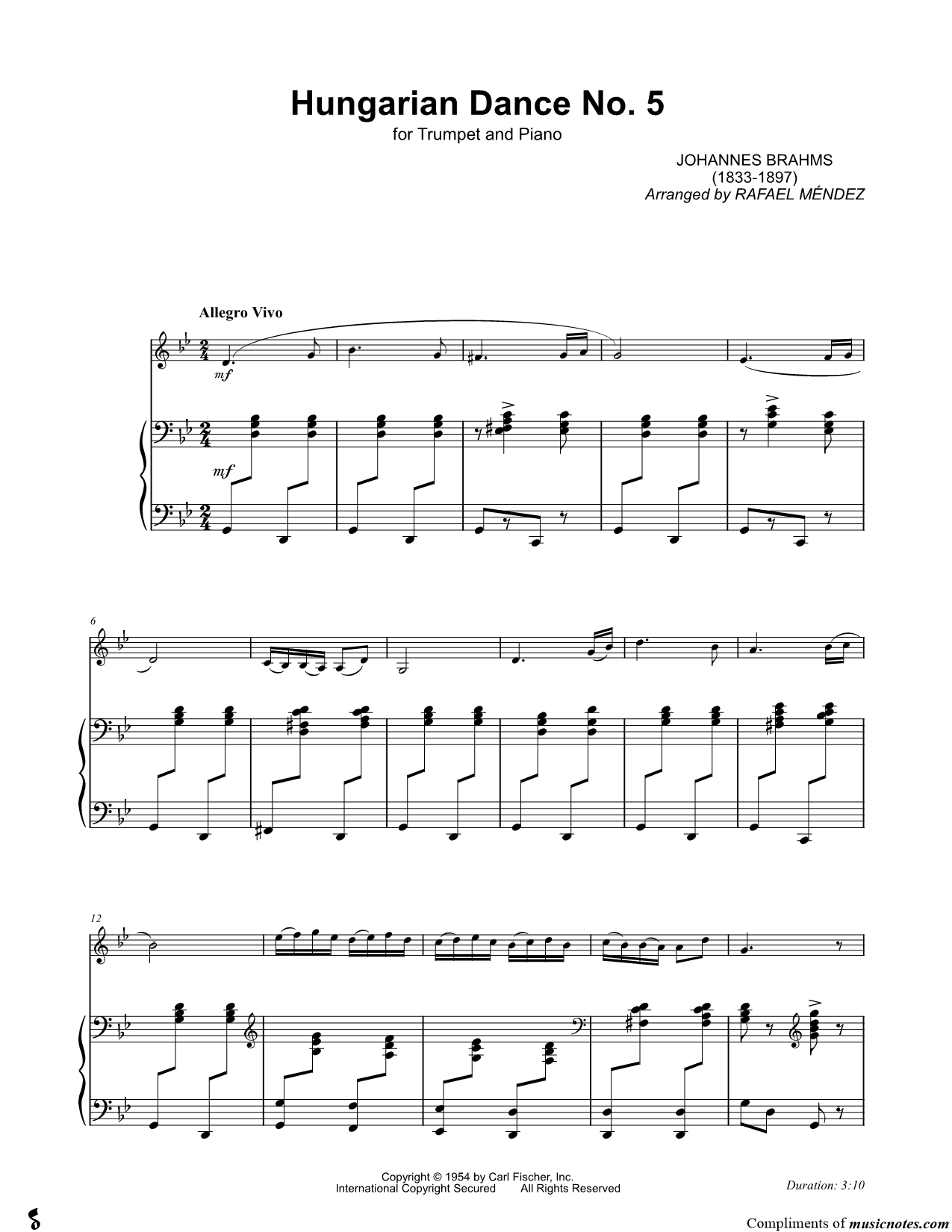 Collection: Hungarian Dance No. 5 - Trumpet & Piano