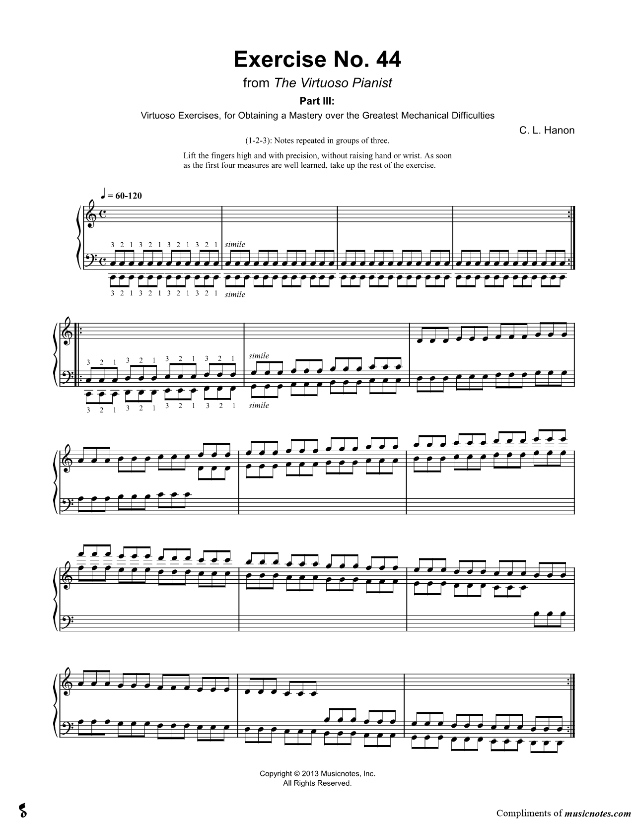 Collection: Hanon's "The Virtuoso Pianist" Part III, Exercises 44-60