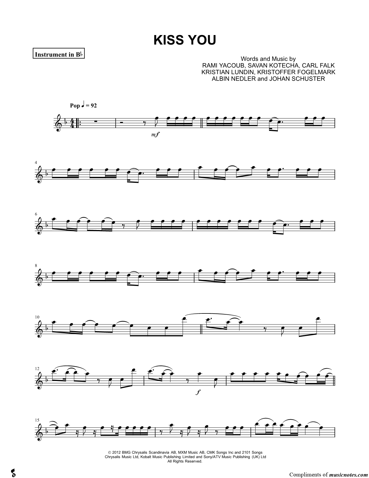 Collection: Kiss You - Bb Instrument & Piano