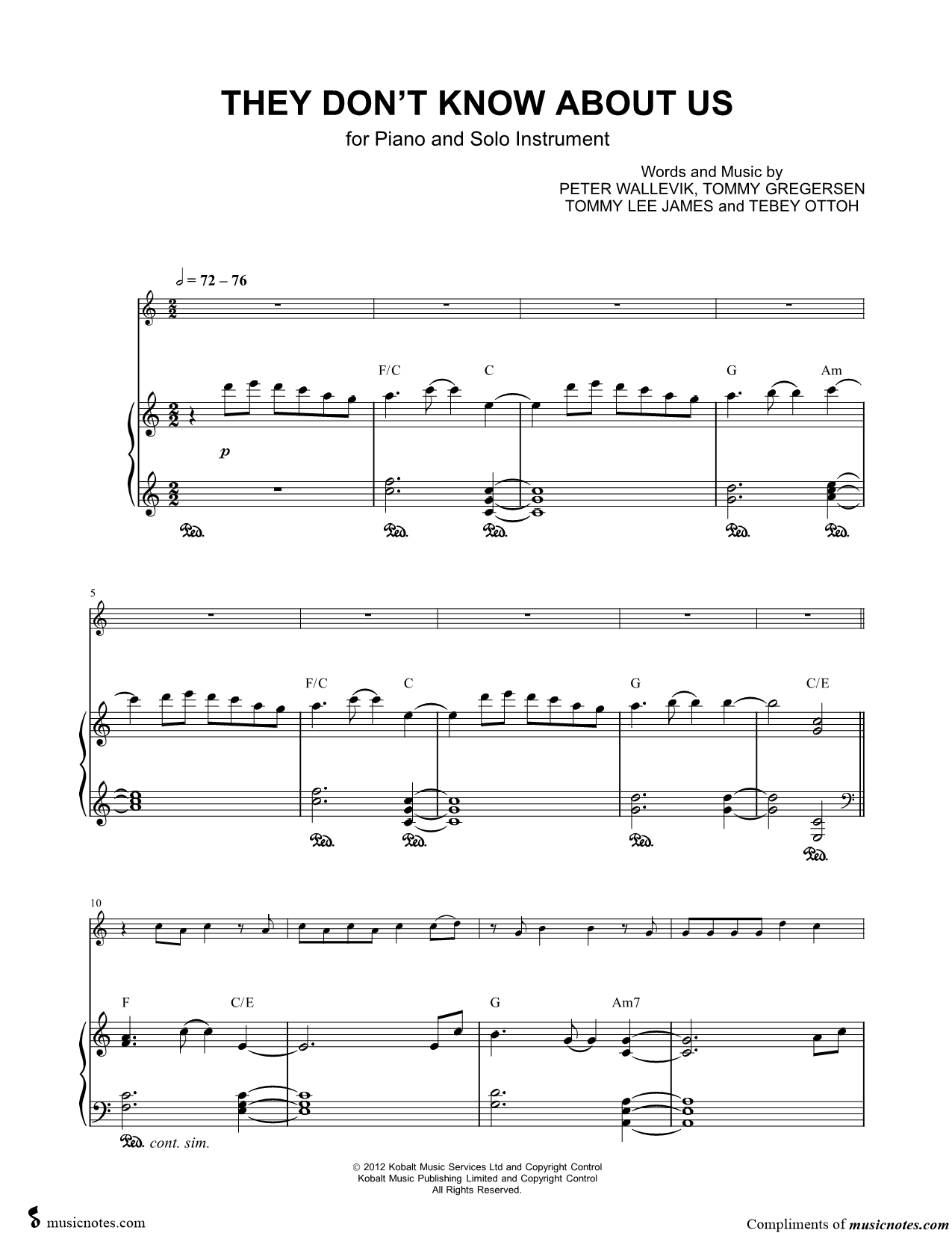 Collection: They Don't Know About Us - Bass Clef & Piano Accompaniment