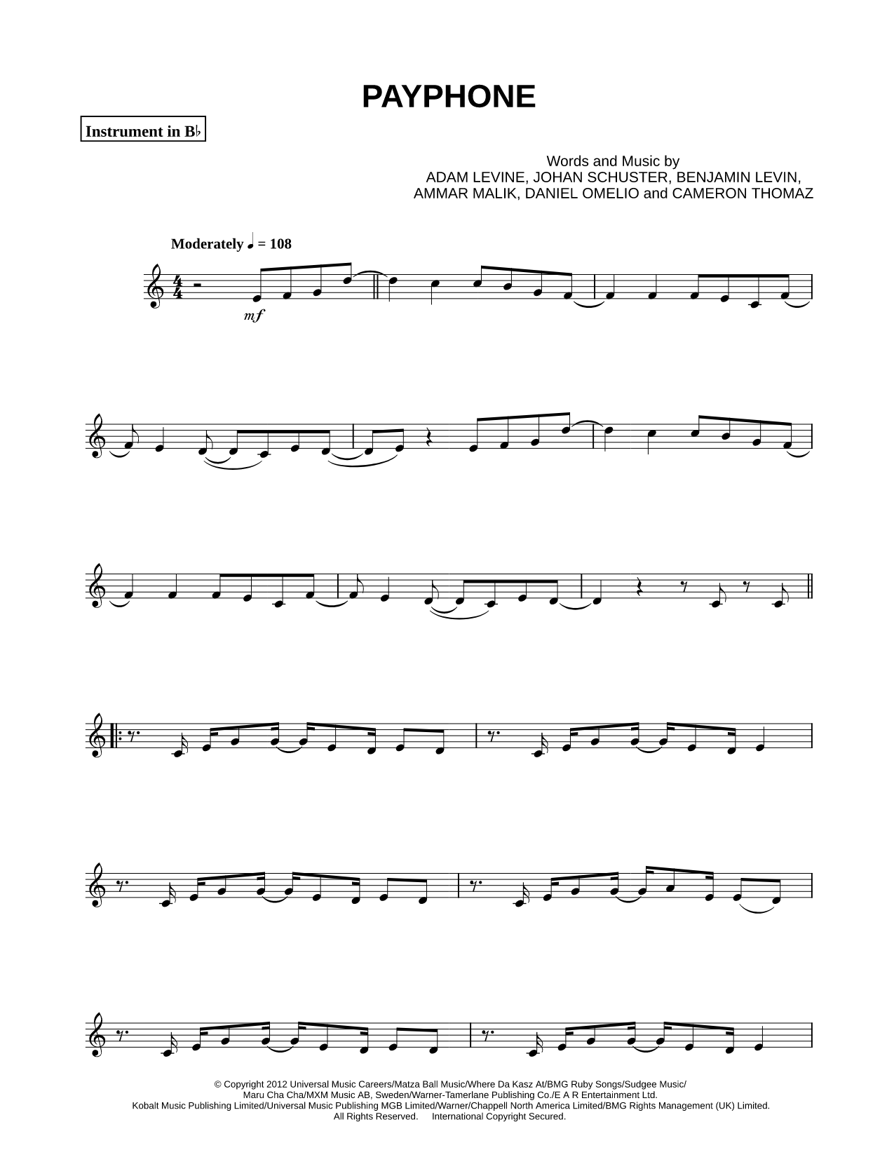 Collection: Payphone - Bb Instrument & Piano