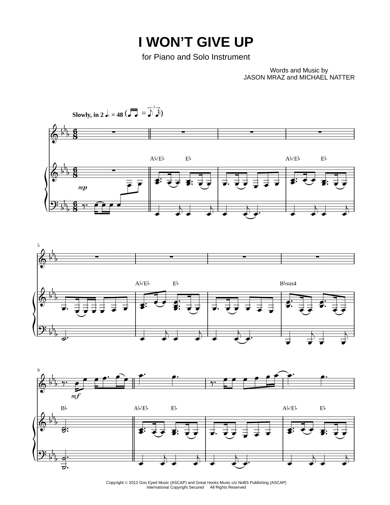 Collection: I Won't Give Up - C Instrument & Piano