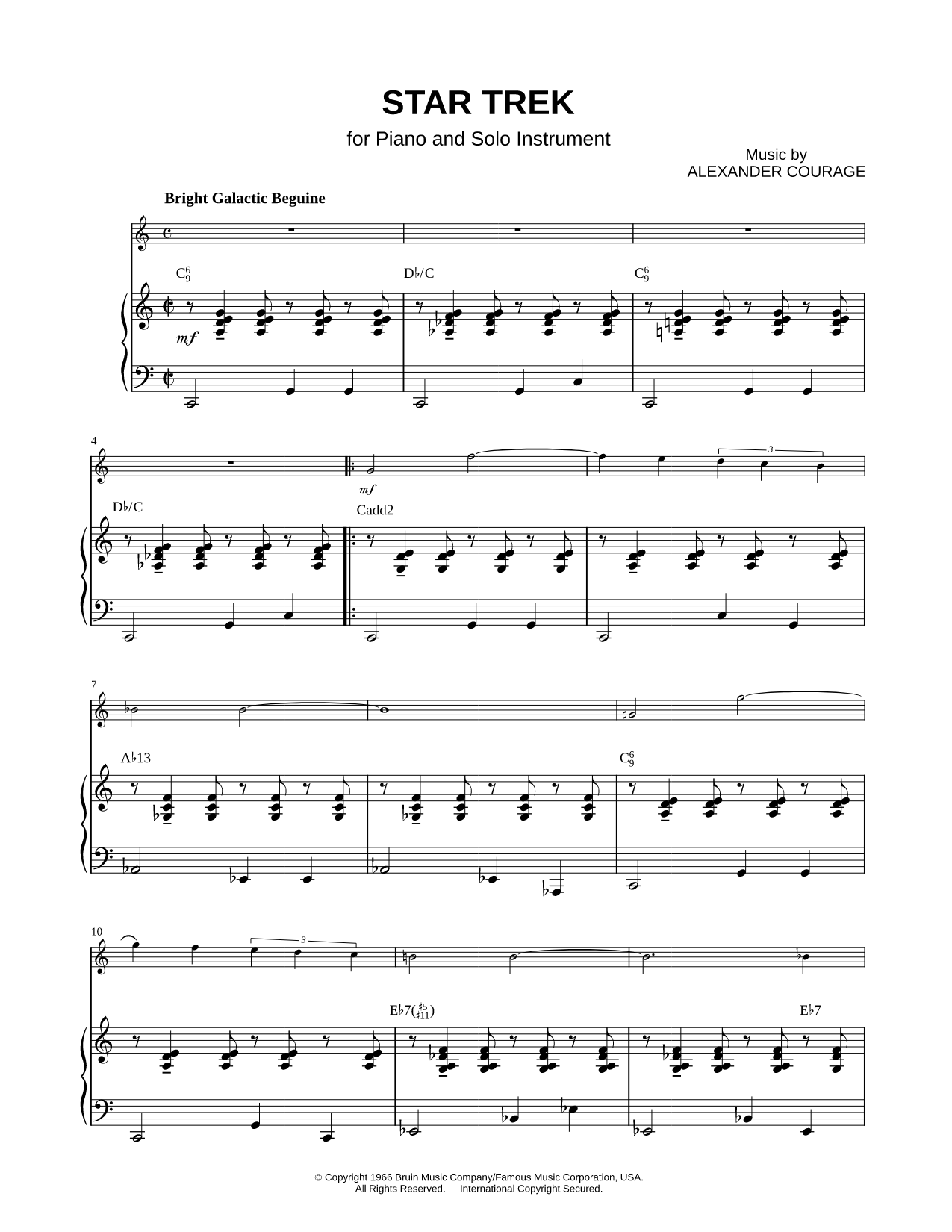 Collection: Theme from Star Trek - Bass Clef Instrument & Piano