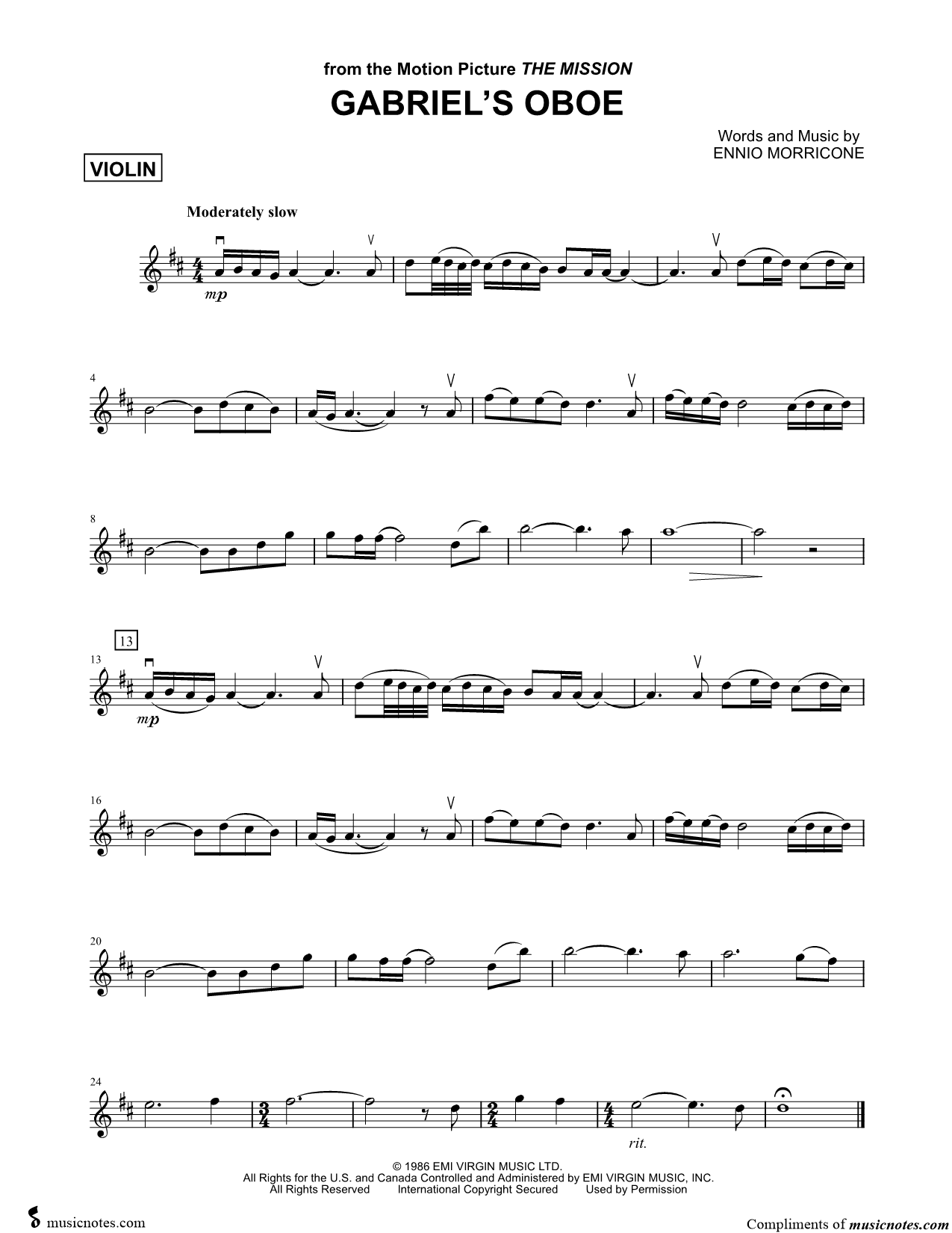 Collection: Gabriel's Oboe - Violin & Piano