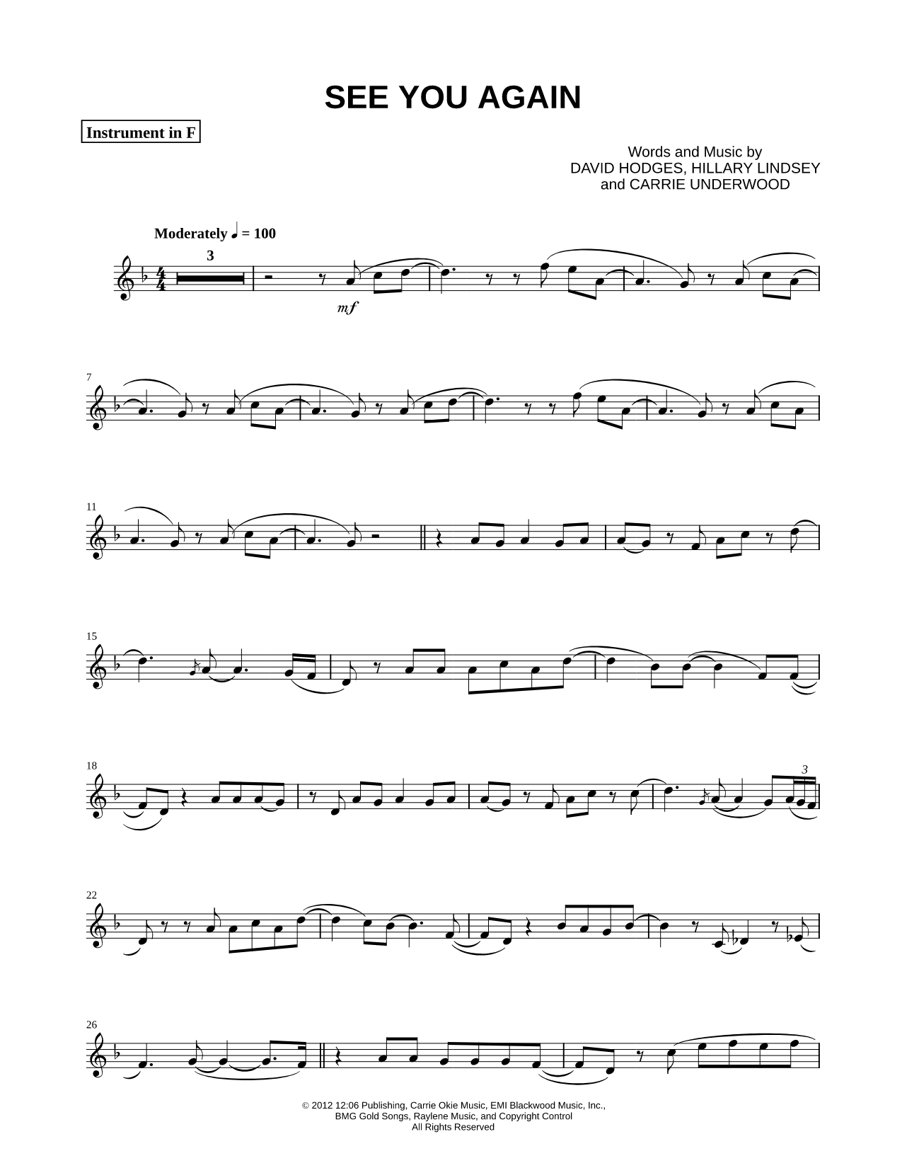 Collection: See You Again - F Instrument & Piano Accompaniment