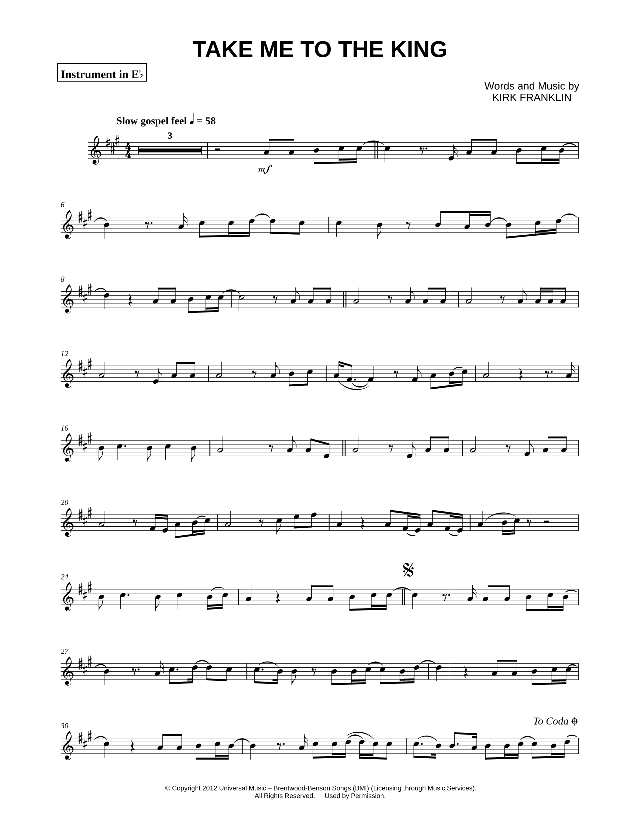 Collection: Take Me to the King - Eb Instrument & Piano Accompaniment