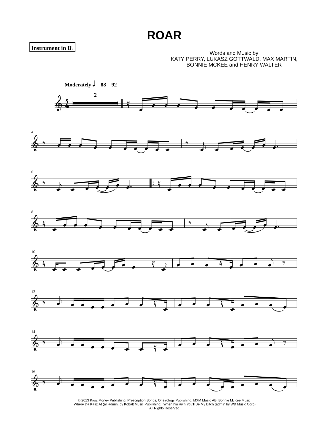 Collection: Roar - Bb Instrument & Piano